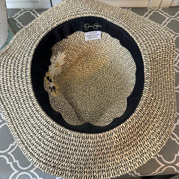 Jessica Simpson Straw Bucket Hat Cottage Core Floral Prairie Boho Garden Party - Picture 7 of 11